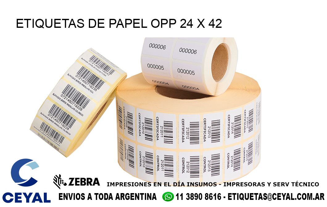 ETIQUETAS DE PAPEL OPP 24 x 42