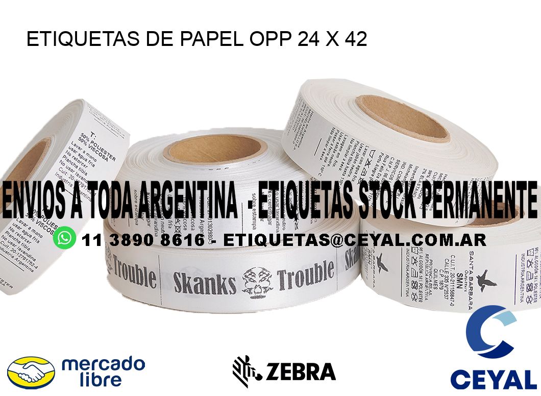 ETIQUETAS DE PAPEL OPP 24 x 42