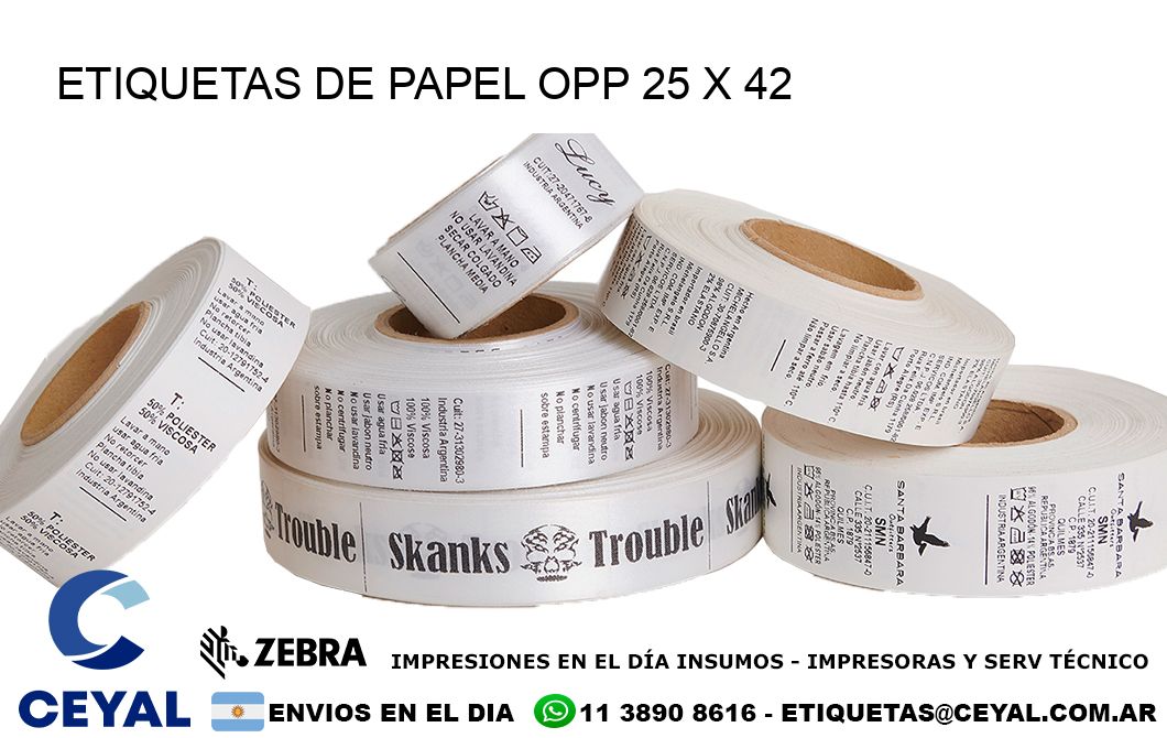 ETIQUETAS DE PAPEL OPP 25 x 42