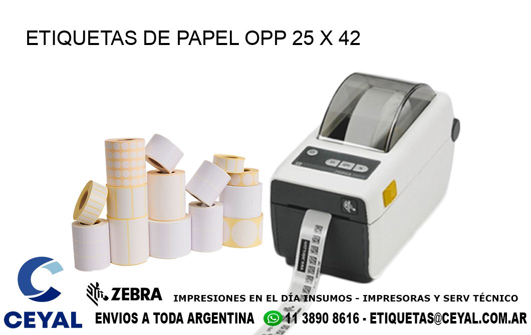 ETIQUETAS DE PAPEL OPP 25 x 42