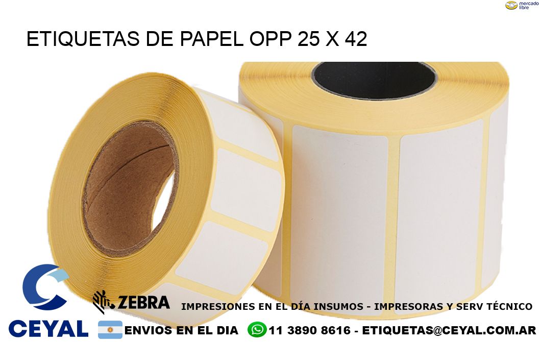 ETIQUETAS DE PAPEL OPP 25 x 42