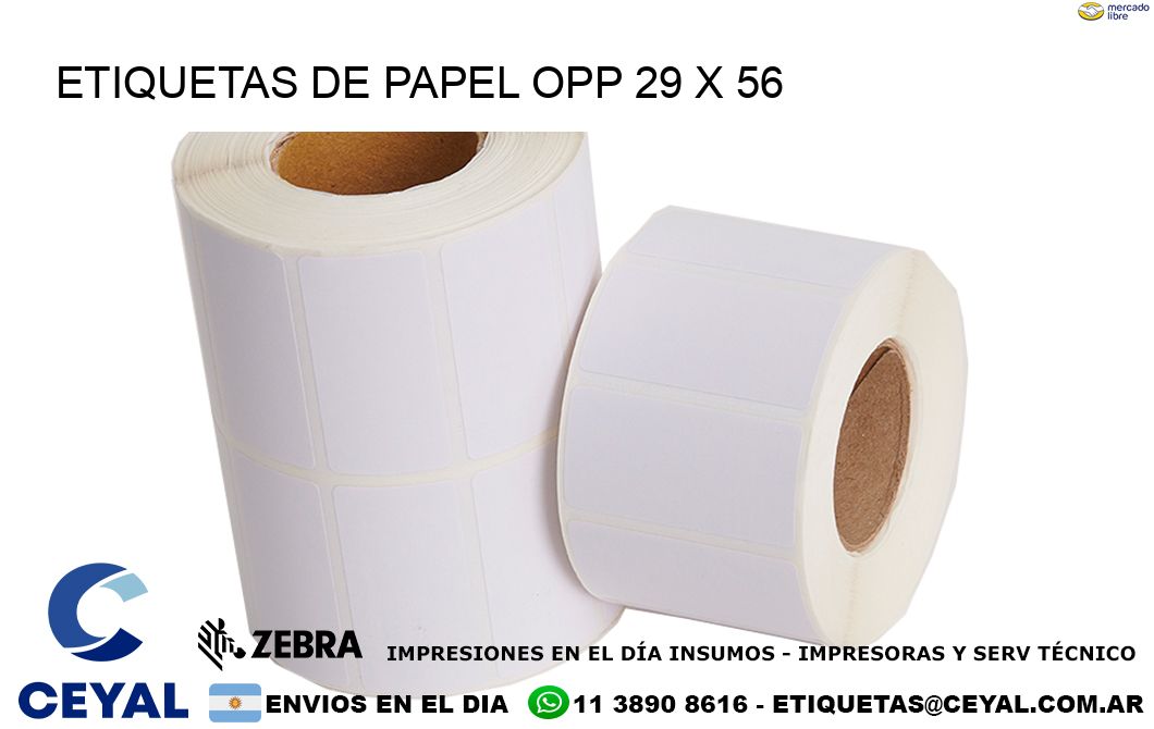 ETIQUETAS DE PAPEL OPP 29 x 56