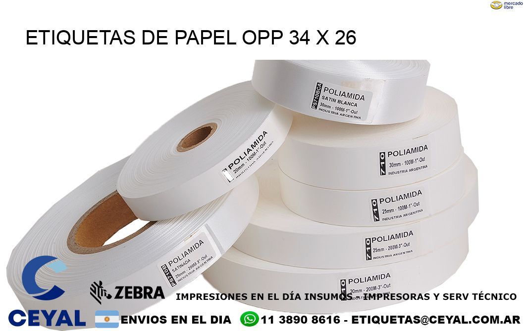 ETIQUETAS DE PAPEL OPP 34 x 26