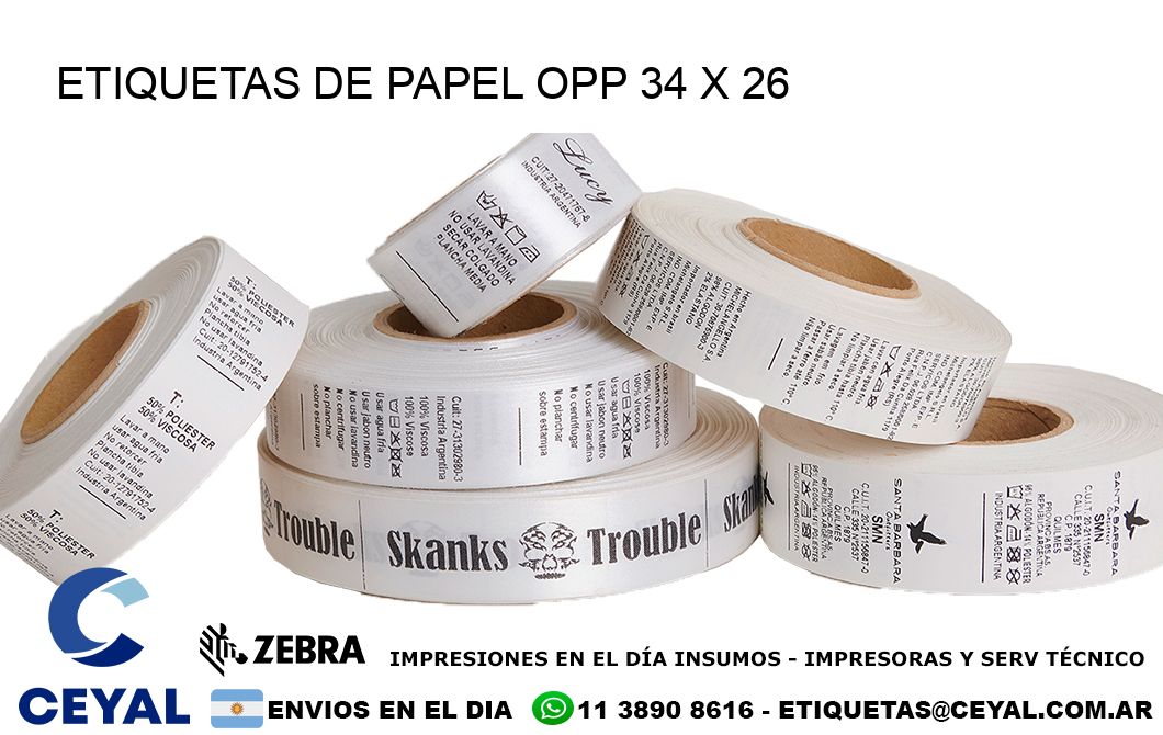 ETIQUETAS DE PAPEL OPP 34 x 26