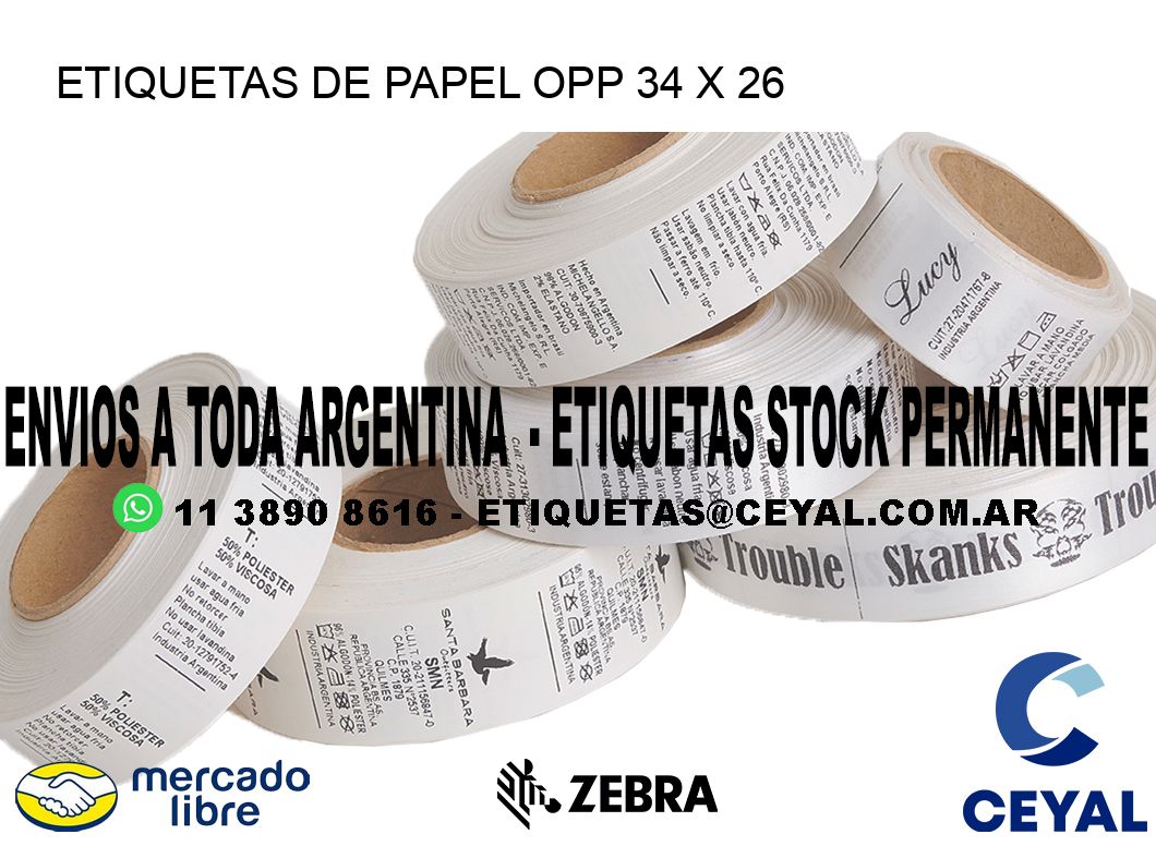 ETIQUETAS DE PAPEL OPP 34 x 26