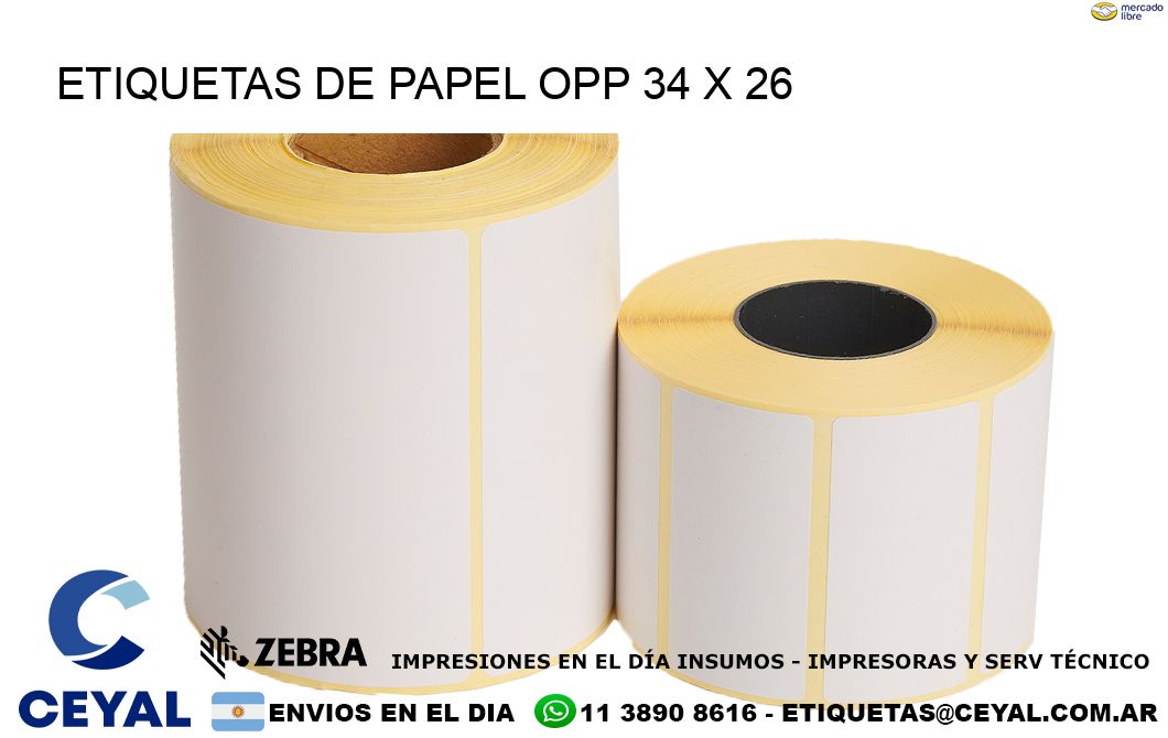 ETIQUETAS DE PAPEL OPP 34 x 26