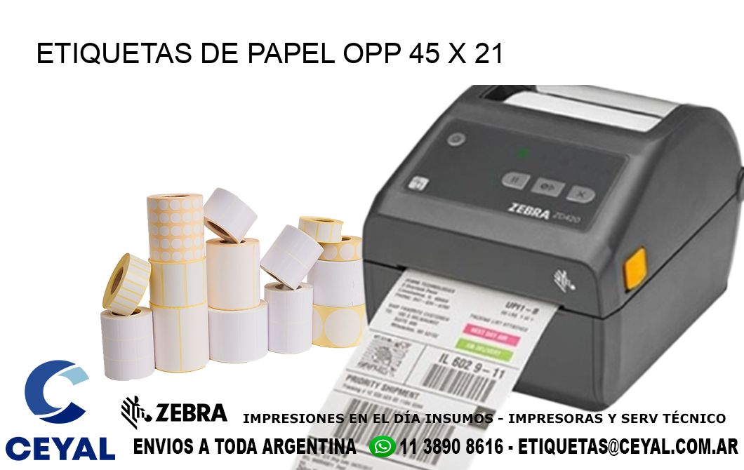 ETIQUETAS DE PAPEL OPP 45 x 21