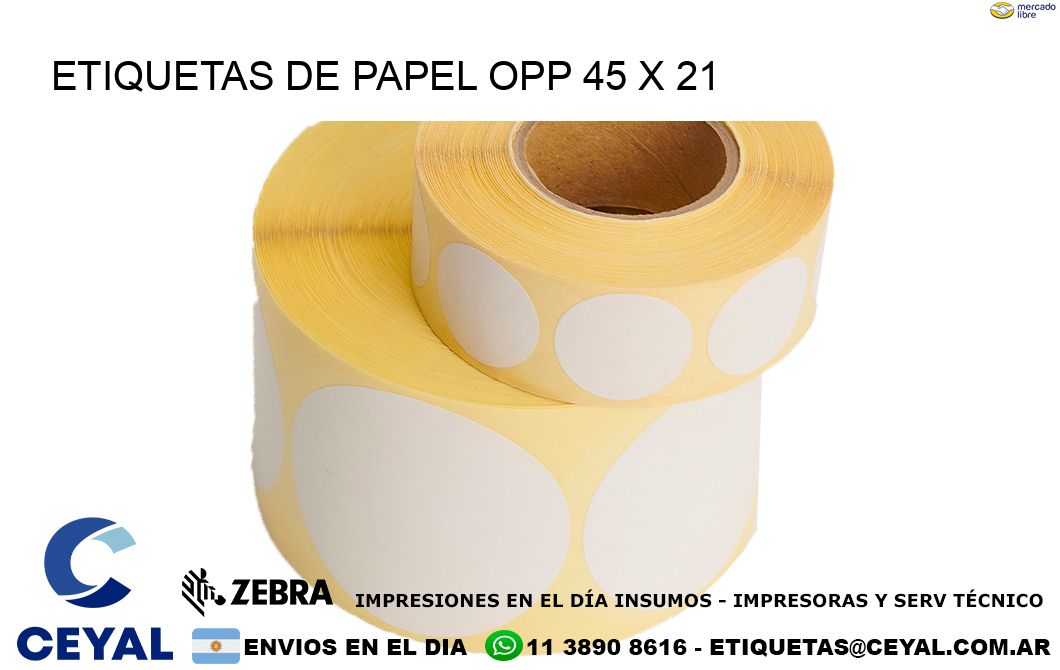 ETIQUETAS DE PAPEL OPP 45 x 21