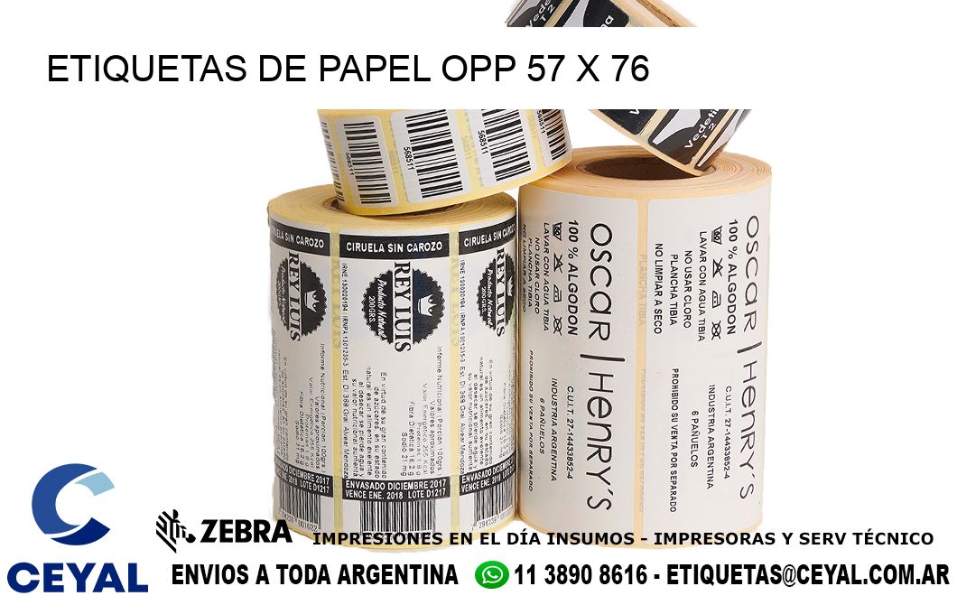 ETIQUETAS DE PAPEL OPP 57 x 76