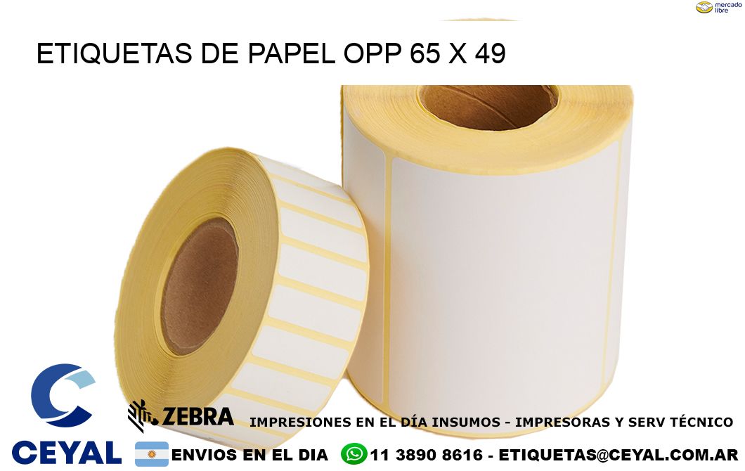 ETIQUETAS DE PAPEL OPP 65 x 49