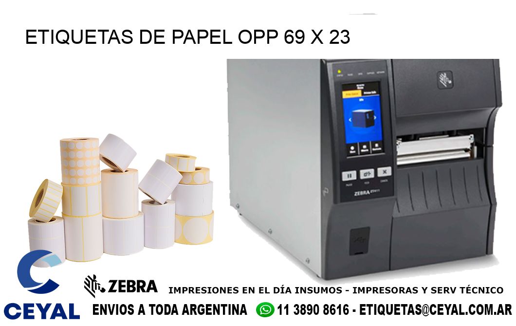 ETIQUETAS DE PAPEL OPP 69 x 23