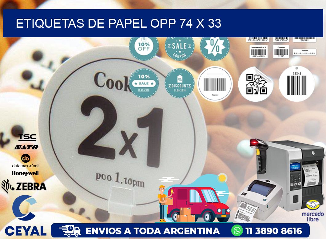 ETIQUETAS DE PAPEL OPP 74 x 33