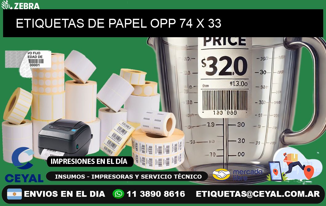 ETIQUETAS DE PAPEL OPP 74 x 33