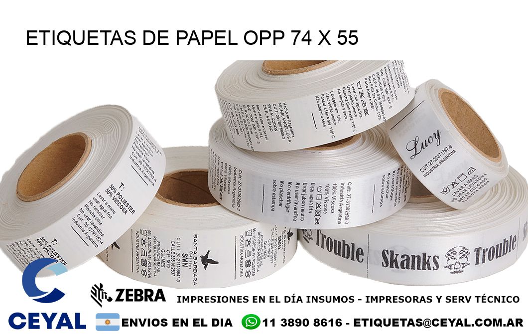 ETIQUETAS DE PAPEL OPP 74 x 55