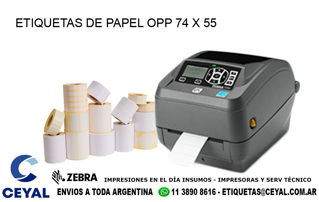 ETIQUETAS DE PAPEL OPP 74 x 55