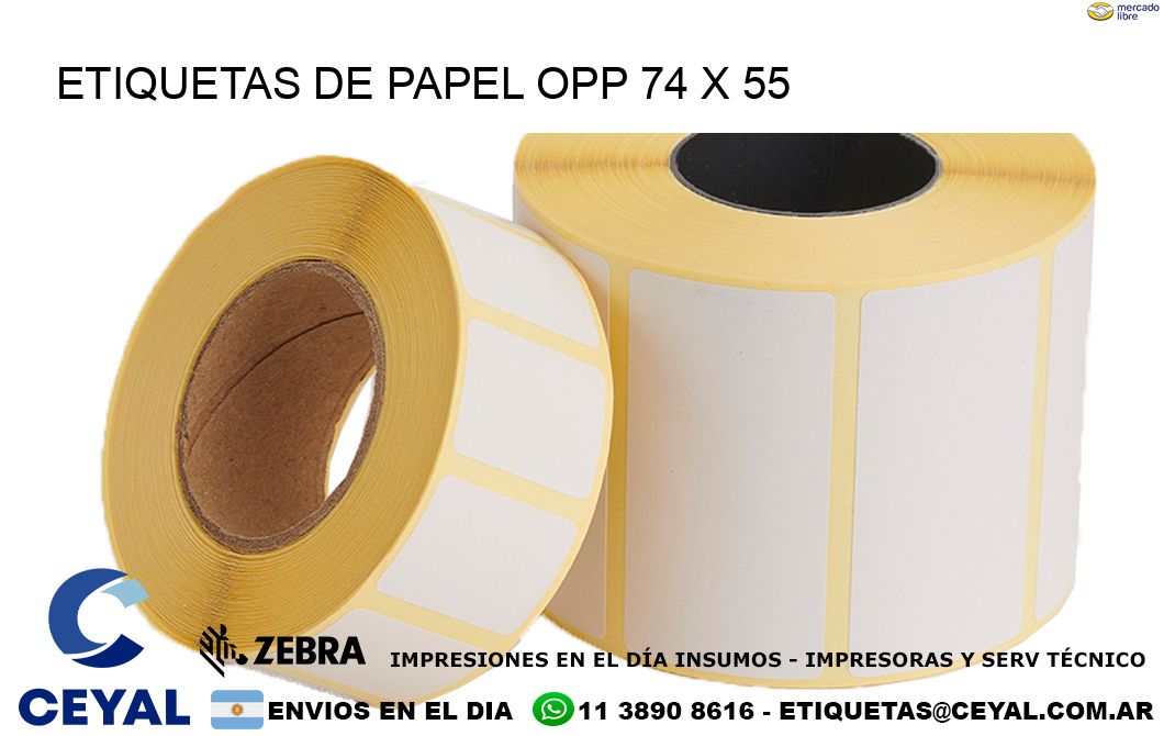 ETIQUETAS DE PAPEL OPP 74 x 55