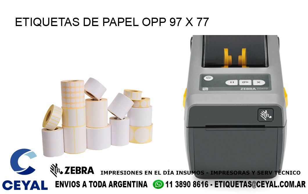 ETIQUETAS DE PAPEL OPP 97 x 77