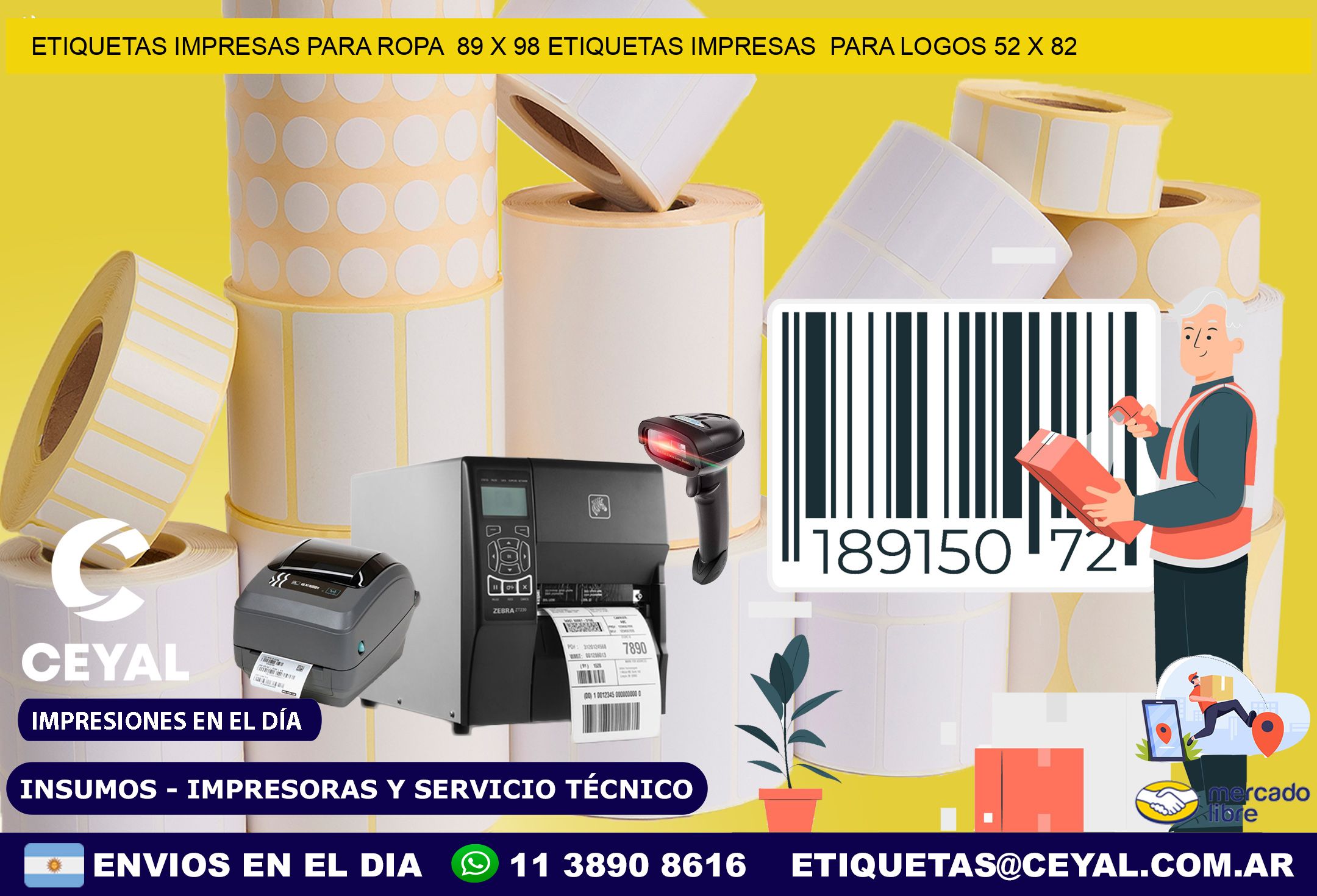 ETIQUETAS IMPRESAS PARA ROPA  89 x 98 ETIQUETAS IMPRESAS  PARA LOGOS 52 x 82