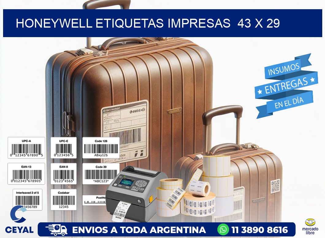 HONEYWELL ETIQUETAS IMPRESAS  43 x 29