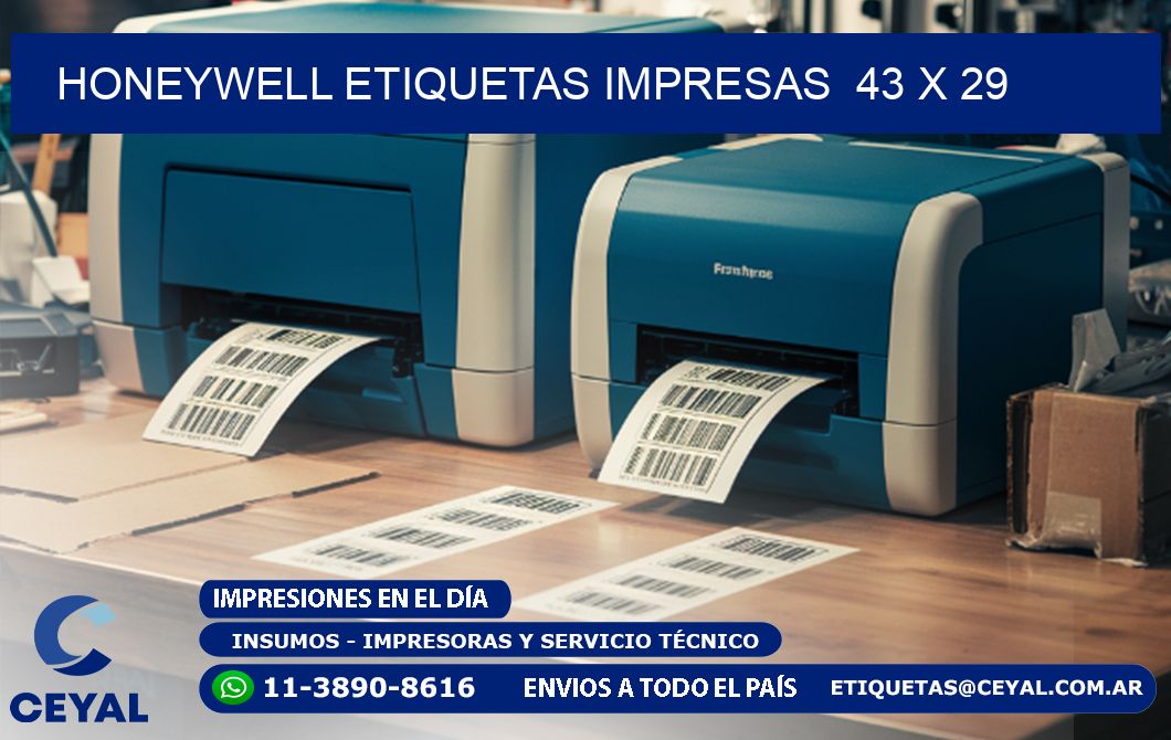 HONEYWELL ETIQUETAS IMPRESAS  43 x 29