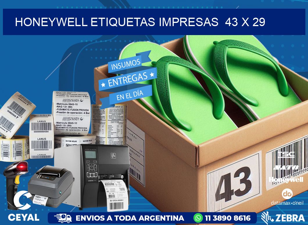 HONEYWELL ETIQUETAS IMPRESAS  43 x 29