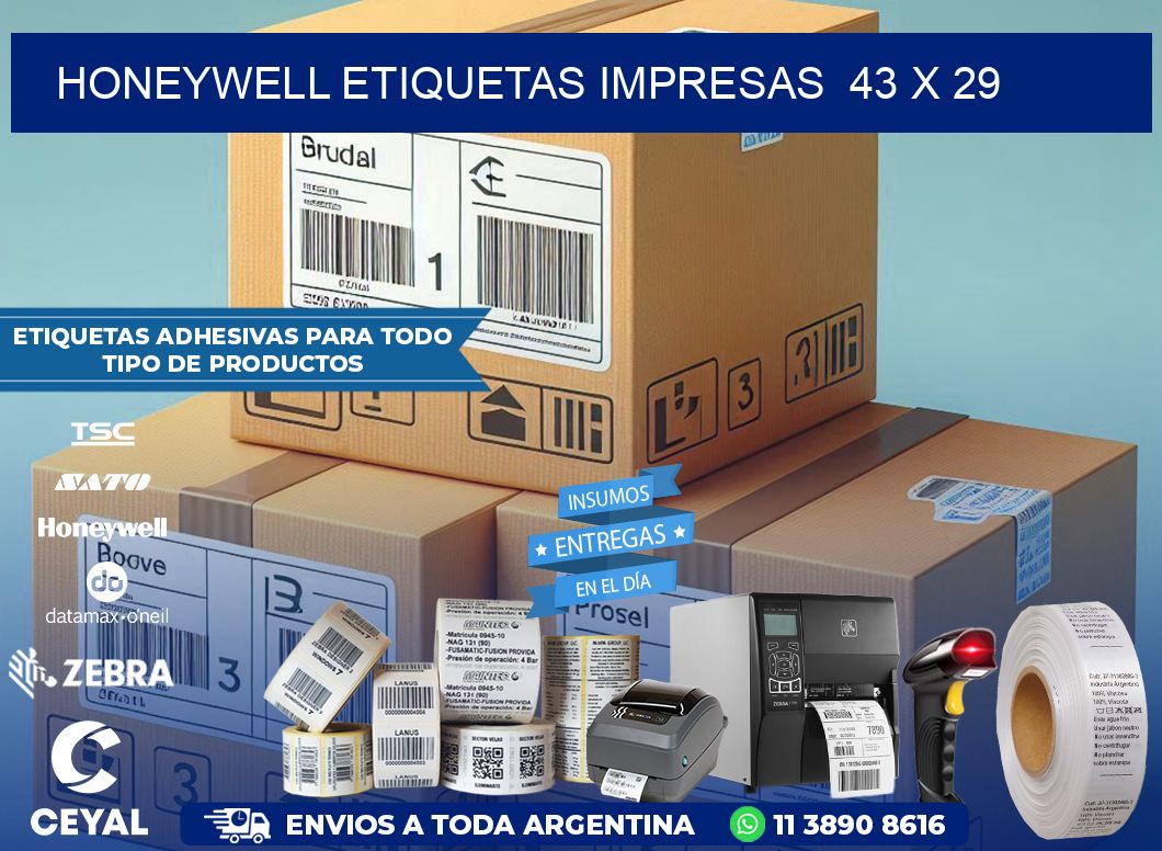 HONEYWELL ETIQUETAS IMPRESAS  43 x 29