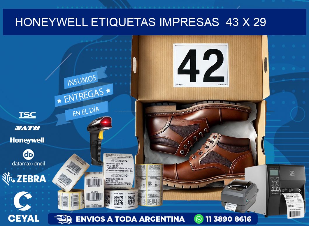 HONEYWELL ETIQUETAS IMPRESAS  43 x 29