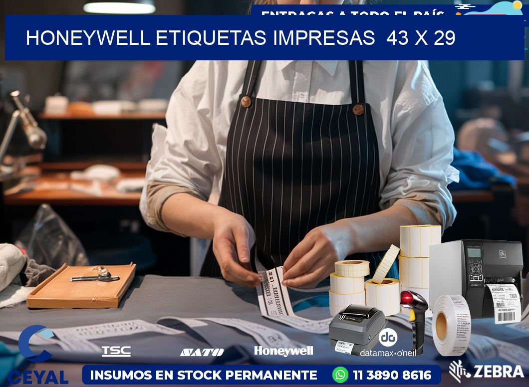 HONEYWELL ETIQUETAS IMPRESAS  43 x 29