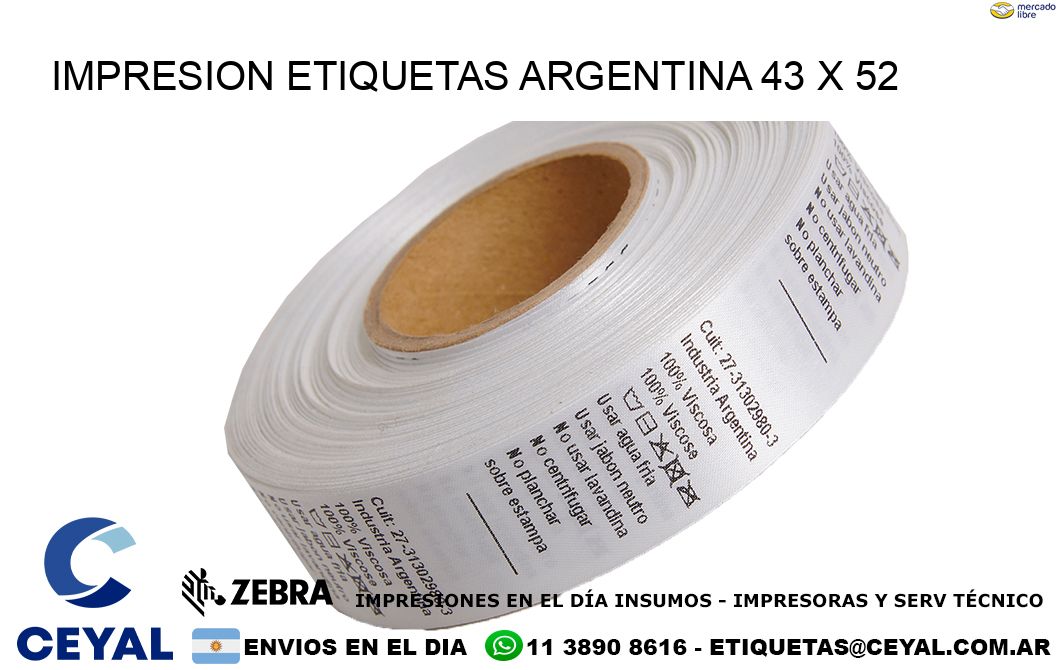 IMPRESION ETIQUETAS ARGENTINA 43 x 52