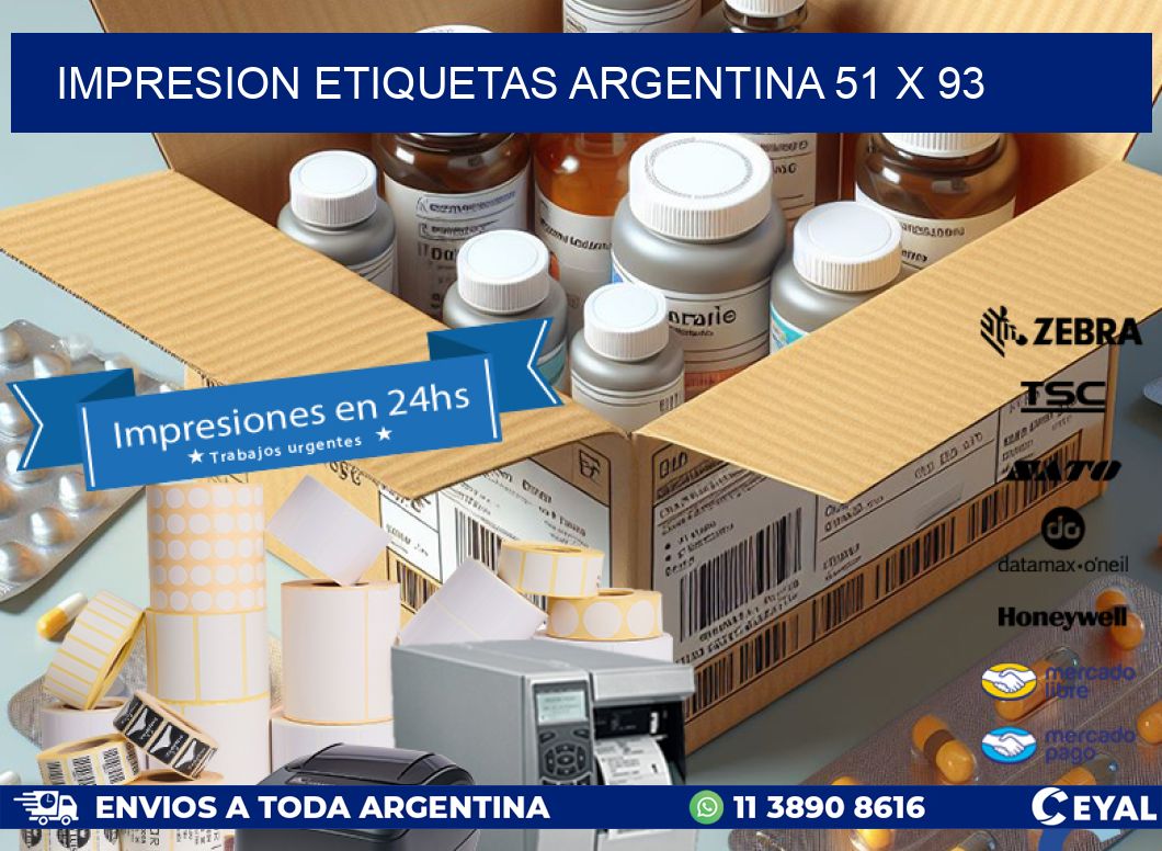 IMPRESION ETIQUETAS ARGENTINA 51 x 93