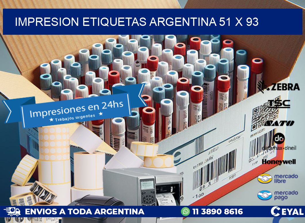 IMPRESION ETIQUETAS ARGENTINA 51 x 93