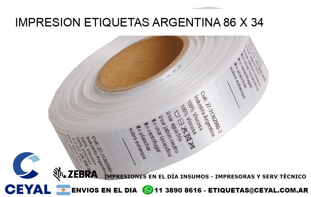 IMPRESION ETIQUETAS ARGENTINA 86 x 34