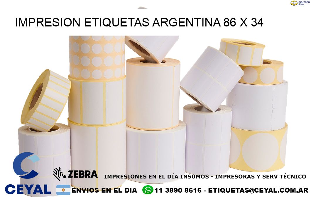 IMPRESION ETIQUETAS ARGENTINA 86 x 34