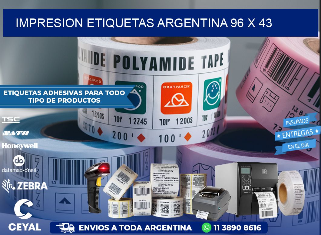 IMPRESION ETIQUETAS ARGENTINA 96 x 43