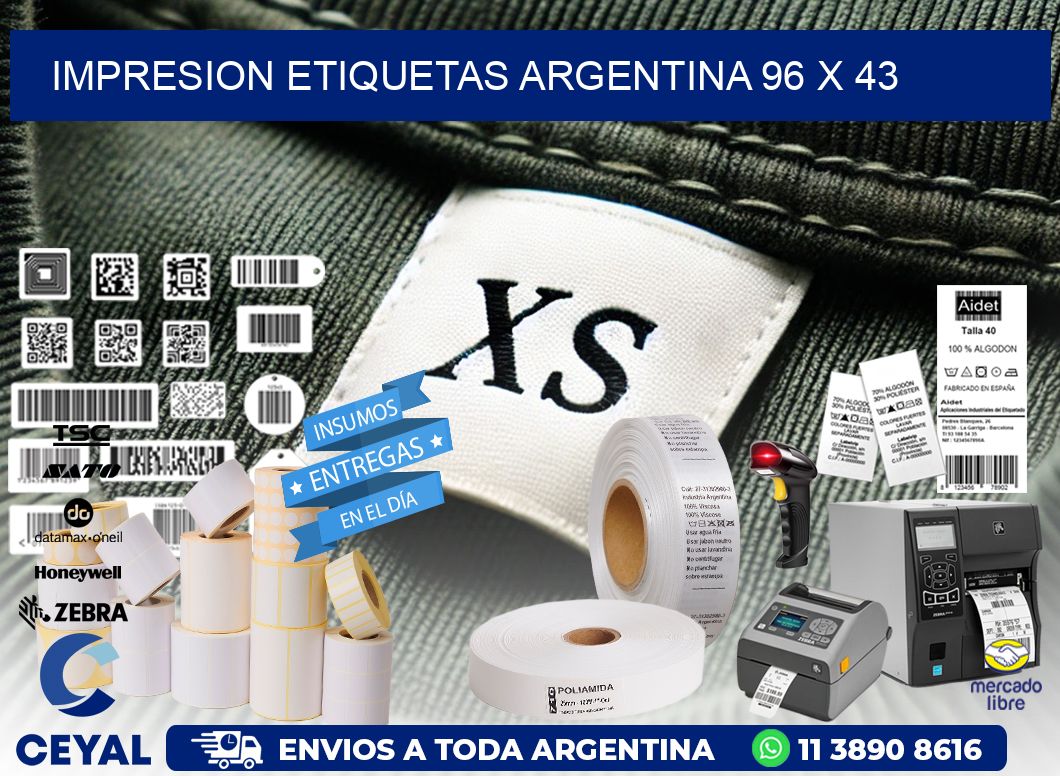 IMPRESION ETIQUETAS ARGENTINA 96 x 43