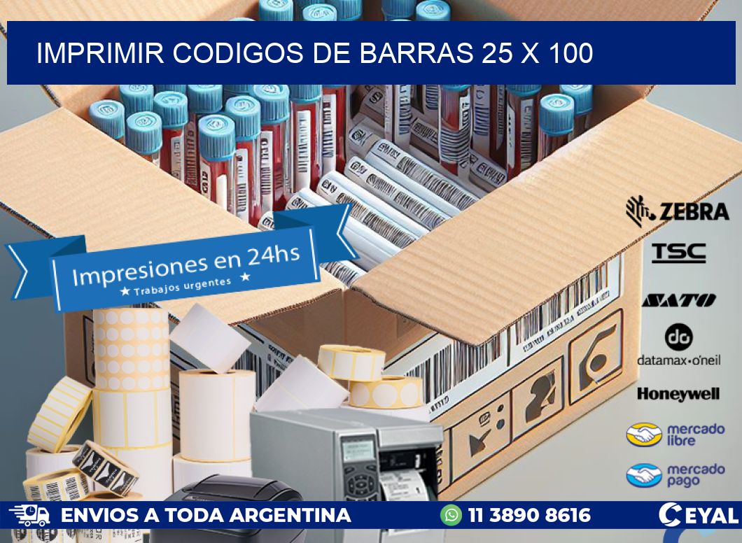 IMPRIMIR CODIGOS DE BARRAS 25 x 100