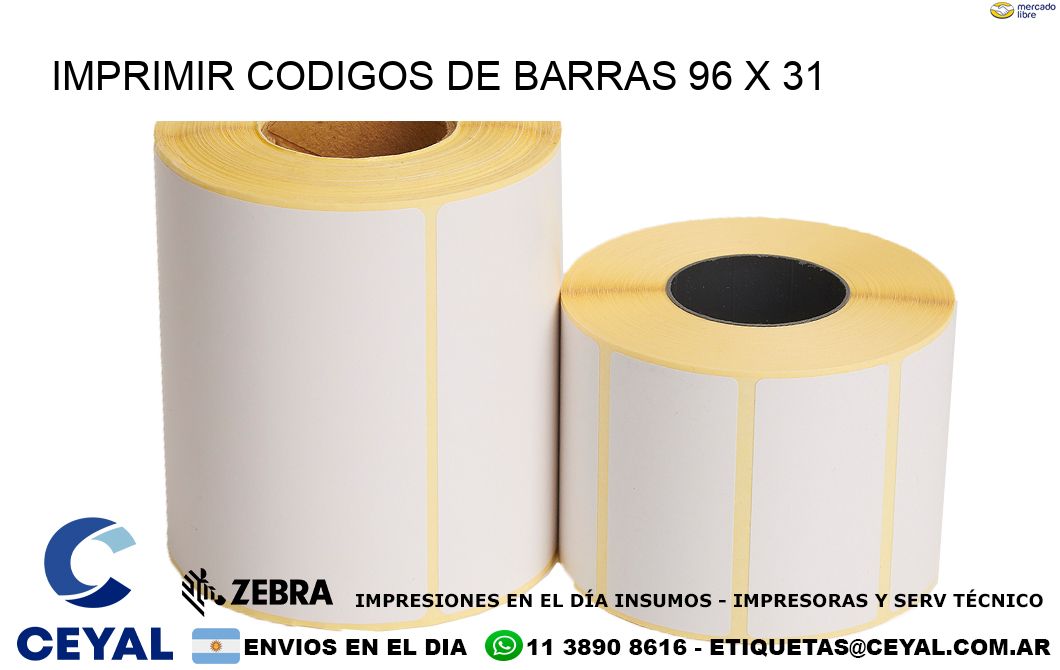 IMPRIMIR CODIGOS DE BARRAS 96 x 31