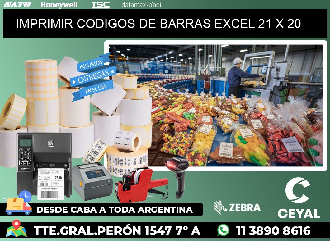 IMPRIMIR CODIGOS DE BARRAS EXCEL 21 x 20