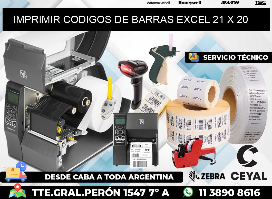 IMPRIMIR CODIGOS DE BARRAS EXCEL 21 x 20