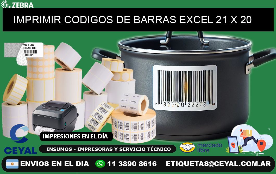 IMPRIMIR CODIGOS DE BARRAS EXCEL 21 x 20