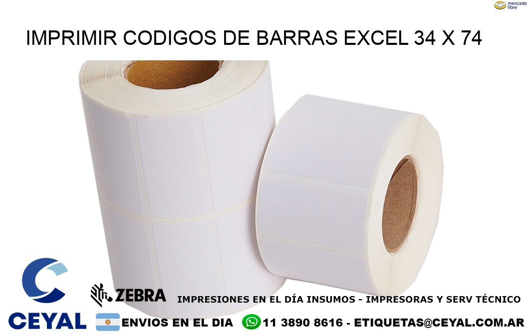 IMPRIMIR CODIGOS DE BARRAS EXCEL 34 x 74