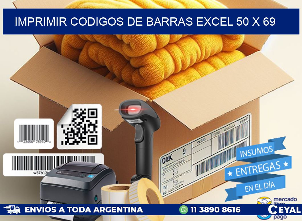 IMPRIMIR CODIGOS DE BARRAS EXCEL 50 x 69