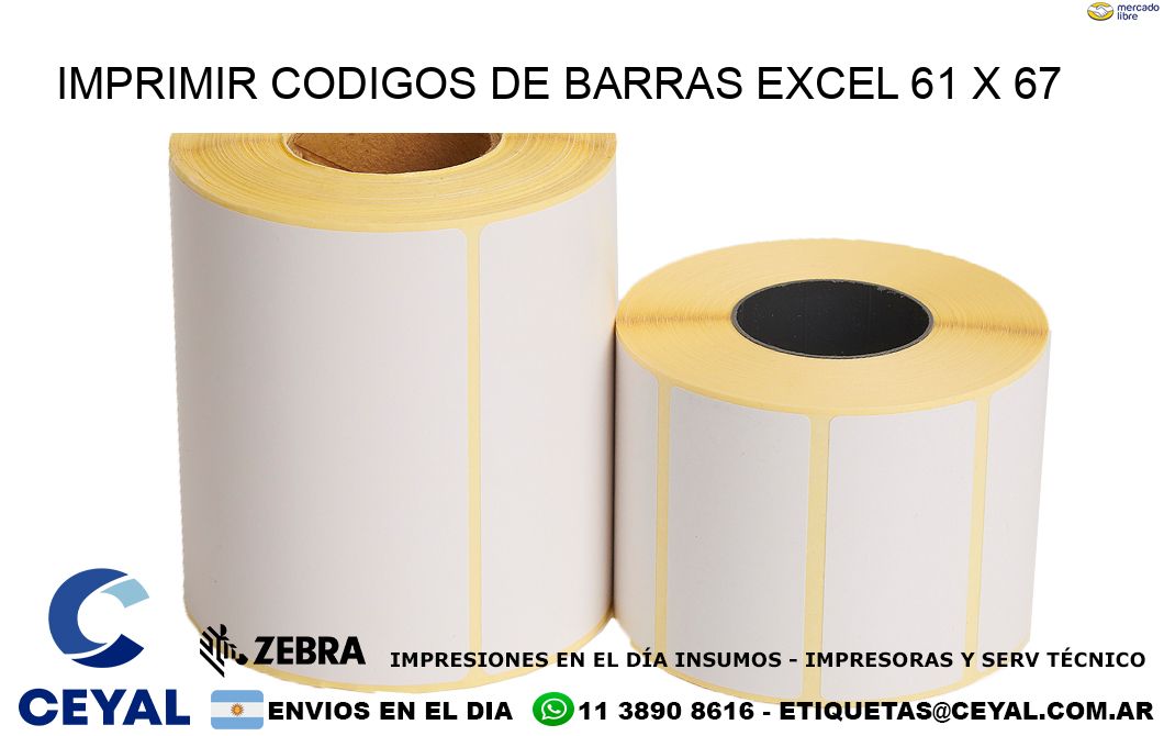 IMPRIMIR CODIGOS DE BARRAS EXCEL 61 x 67