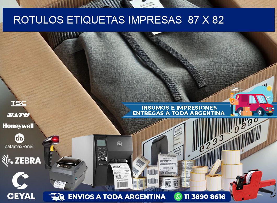 ROTULOS ETIQUETAS IMPRESAS  87 x 82