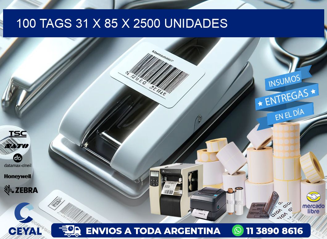 100 TAGS 31 x 85 X 2500 UNIDADES