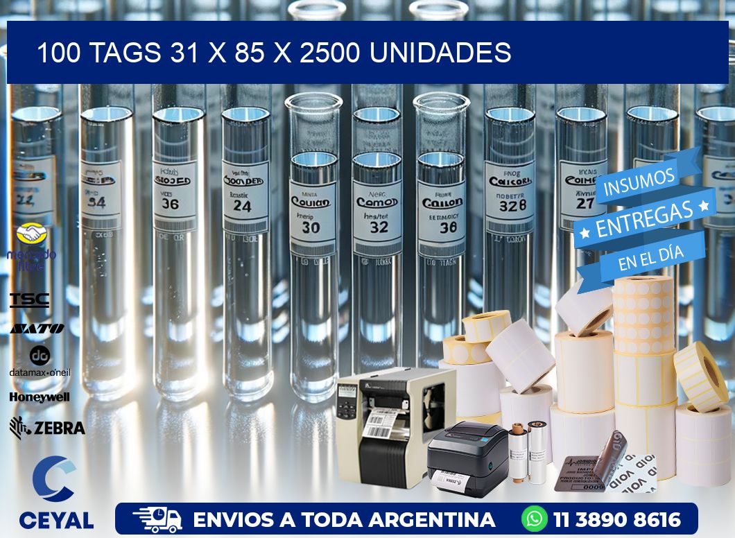 100 TAGS 31 x 85 X 2500 UNIDADES