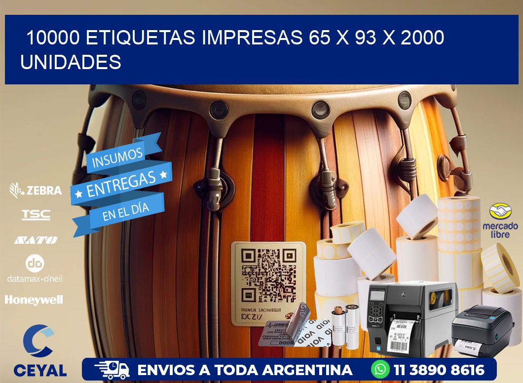 10000 ETIQUETAS IMPRESAS 65 x 93 X 2000 UNIDADES