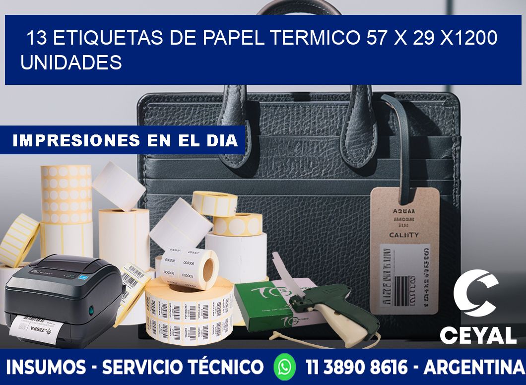 13 ETIQUETAS DE PAPEL TERMICO 57 x 29 X1200 UNIDADES