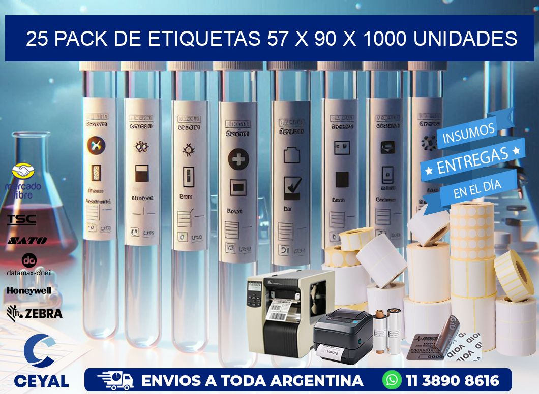 25 PACK DE ETIQUETAS 57 x 90 X 1000 UNIDADES