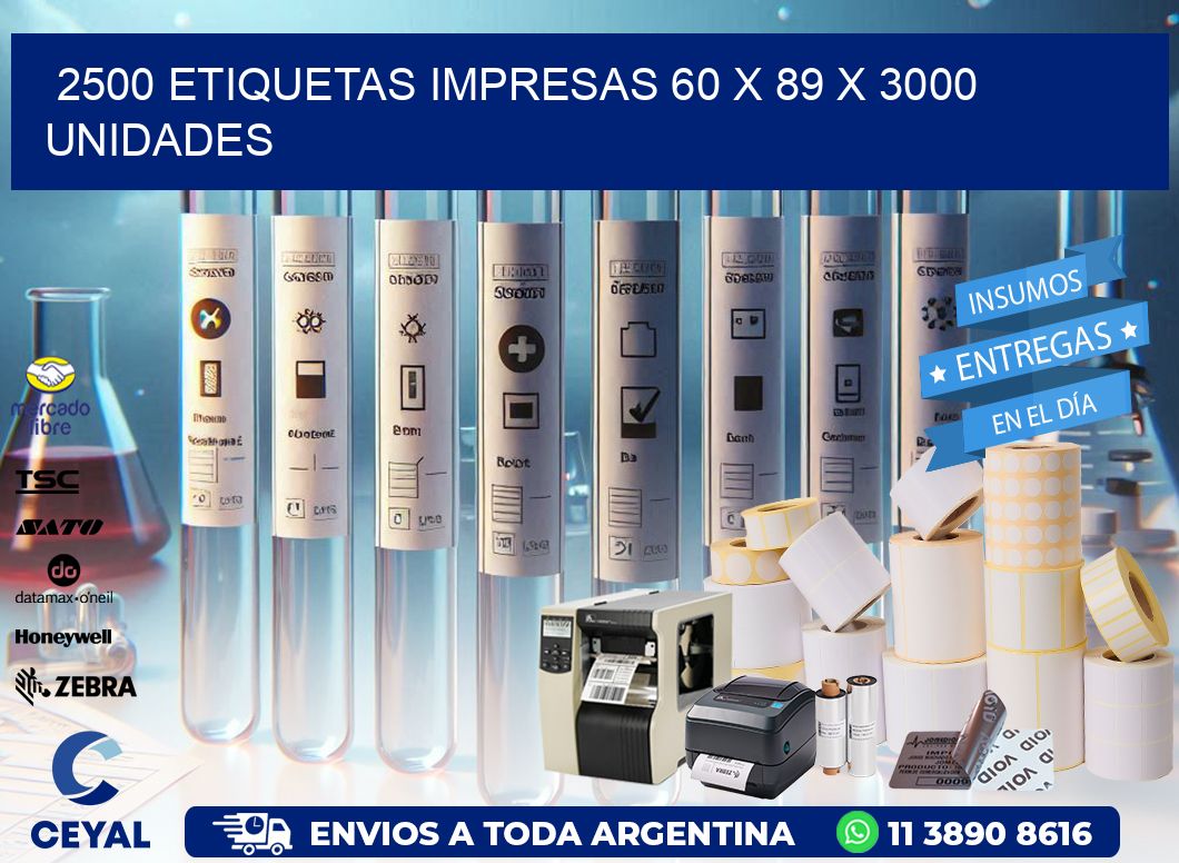 2500 ETIQUETAS IMPRESAS 60 x 89 X 3000 UNIDADES